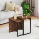 Nesting coffee table set in rustic brown with a solid metal frame, ideal for living room or bedroom use.