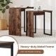 Nesting coffee table set in rustic brown with a heavy-duty metal frame, ideal for living room or bedroom use.