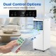 Portable air conditioner with remote control, 8000 BTU cooling for rooms up to 250 sq.ft, ideal for home or office use.