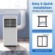 Portable 8000 BTU air conditioner with window kit, ideal for cooling rooms up to 250 sq.ft, featuring easy installation.