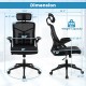 Ergonomic mesh office chair with lumbar support, adjustable headrest, and rocking function for comfort and posture.