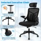 Ergonomic mesh office chair in black with lumbar support, adjustable headrest, and 360° swivel for comfort and.