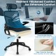Ergonomic mesh office chair with lumbar support, 4" thick cushion, and adjustable features for enhanced comfort.