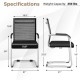 Black office guest chair with metal sled base, armrests, and breathable mesh for comfortable seating.