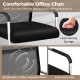 Black office guest chair with metal sled base, breathable mesh, and extra armrests for enhanced comfort and support.