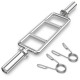 Olympic triceps bar with knurled handles, solid steel construction, designed for 2-inch weight plates, ideal for gym.