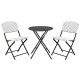 3-piece patio bistro set featuring a round folding table and 2 chairs with durable PE rattan, ideal for outdoor dining.