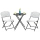 3-piece patio rattan bistro set featuring a round folding table and 2 chairs, ideal for outdoor dining and relaxation.