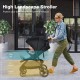 Lightweight black infant stroller with 5-point harness, adjustable backrest, and detachable foot cover for safe outdoor.