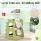 Large 2-tier modern cat tree in green with rotatable sisal scratching ball for indoor cats, featuring playful design.
