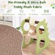 2-tier modern cat tree in green with teddy plush fabric, featuring rotatable sisal scratching ball and playful cat.