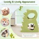 2-tier modern cat tree in vibrant green with dinosaur shape, featuring plush fabric and rotatable sisal scratching ball.