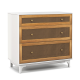 3-drawer rattan dresser chest in brown with sturdy legs and anti-toppling device, perfect for bedroom or living room.