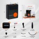 Jump starter with air compressor, 2000A peak, 150PSI tire inflator, portable design for emergency road use.