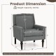 Mid-century modern armchair with gray linen fabric, 6" thick cushion, and robust rubber wood legs for stability.