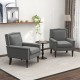 Gray mid-century modern armchair with cushion and nailhead trim, perfect for living rooms or offices.