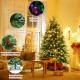 Pre-lit 5 ft snowy Christmas tree with lush PE and PVC branches, red berries, and multi-color LED lights for festive.