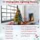 Pre-lit 5 ft snowy Christmas tree with multi-color lights and 11 flash modes, ideal for festive home decoration.