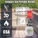 360-degree portable outdoor propane heater with adjustable heat levels, designed for camping and outdoor activities.