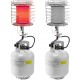 Side view of the 360-degree portable outdoor propane heater showcasing the support bracket for enhanced stability.
