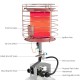 360-degree portable outdoor propane heater with adjustable heat levels, safety shut-off valve, and rustproof emitter.