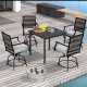 Outdoor PE wicker swivel bar stools set of 2 with grey cushions, perfect for patio dining and relaxation.