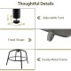 Adjustable foot and sturdy metal frame detail of grey outdoor PE wicker swivel bar stool for patio comfort.