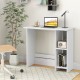 Small white computer desk with adjustable shelf, perfect for space-saving in small apartments and home offices.