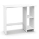 Small white computer desk with adjustable shelf, perfect for space-saving in small apartments and home office use.