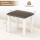 Gray faux leather vanity stool with white legs, measuring 18.5" x 17.5", ideal for makeup rooms or living spaces.