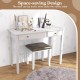 Gray faux leather vanity stool with solid wood frame, designed for makeup rooms and living spaces, featuring a.