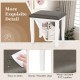 Gray faux leather vanity stool with sturdy white wooden legs, ideal for makeup rooms and living room use.