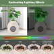 Smart plant cat litter box in beige with electronic odor removal and soothing lighting effects for home decor.