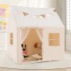 Kids play tent in beige with glow-in-the-dark stars, roll-up door, and cozy mat for versatile play and relaxation.