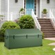 Waterproof outdoor storage box in green with ventilated window, 174-gallon capacity for organizing gardening essentials.