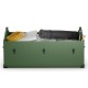 Spacious waterproof outdoor storage box in green, featuring a ventilated window and 174-gallon capacity for gardening.