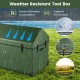 Waterproof outdoor storage box in green with ventilated window, 174-gallon capacity, rain-resistant PVC surface.