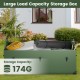 Waterproof outdoor storage box in green with a 174-gallon capacity, featuring a ventilated window and portable handle.