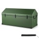 Spacious waterproof outdoor storage box in green with ventilated window and 174-gallon capacity for gardening.