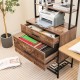 Freestanding file cabinet in rustic brown with two spacious drawers and a 3-tier bookshelf for office organization.