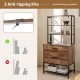Freestanding file cabinet in rustic brown with 3-tier shelves, charging station, and anti-tipping kits for safety.