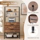 Freestanding file cabinet in rustic brown with 3-tier shelves, charging station, and built-in cable hole for.