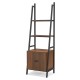 4-tier ladder shelf in rustic brown with metal frame and cabinet, perfect for living room or study storage.