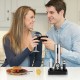 Electric wine bottle opener set with foil cutter and pourer, made of stainless steel, perfect for wine lovers.