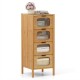 4-drawer bamboo storage cabinet with fluted tempered glass drawers, perfect for organizing belongings in a stylish way.