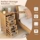 4-drawer bamboo storage cabinet with fluted tempered glass drawers, perfect for organizing photos and plants.