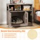 Cat litter box enclosure in grey with storage, featuring a removable sisal scratching mat for private cat resting.