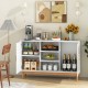 48-inch sideboard buffet cabinet with bamboo woven doors, featuring a wide tabletop for TVs and ample storage space.