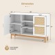 48-inch sideboard buffet cabinet with bamboo woven doors, featuring solid wood legs and ample storage for home decor.