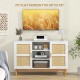 48-inch sideboard buffet cabinet with bamboo woven doors, supporting TVs up to 55", ideal for living room or dining.